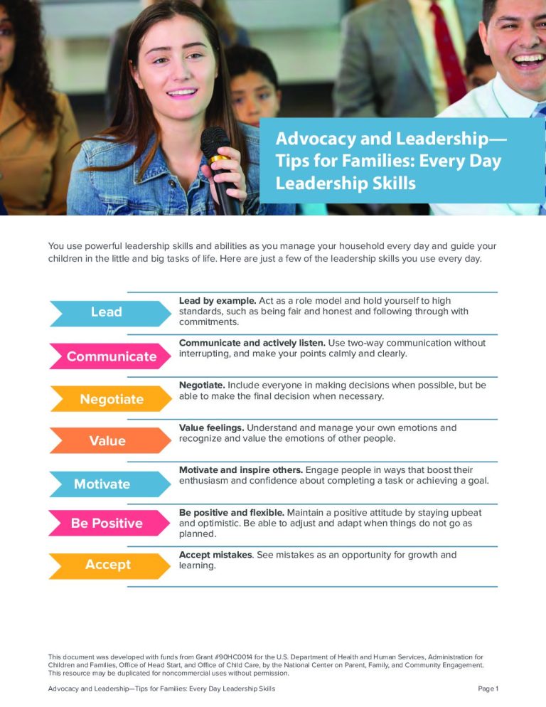 Tips for Families: Everyday Leadership Skills Exceptional